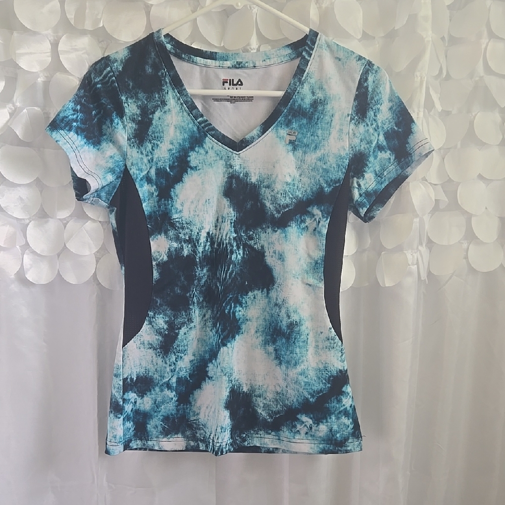 Fila Blue and Black Fitted Short Sleeve Tee